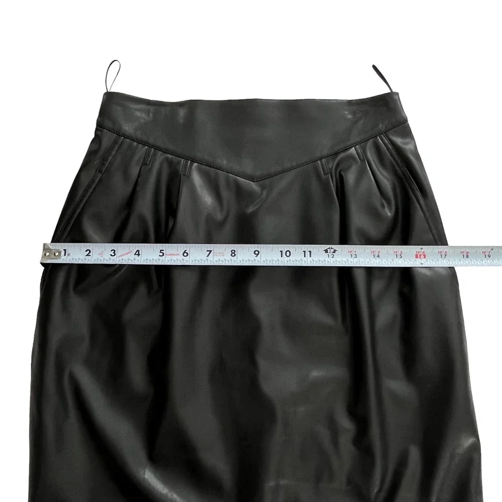 Anne Fontaine Vegan Black Faux Leather Pencil Skirt Women Size 38/US 2-4